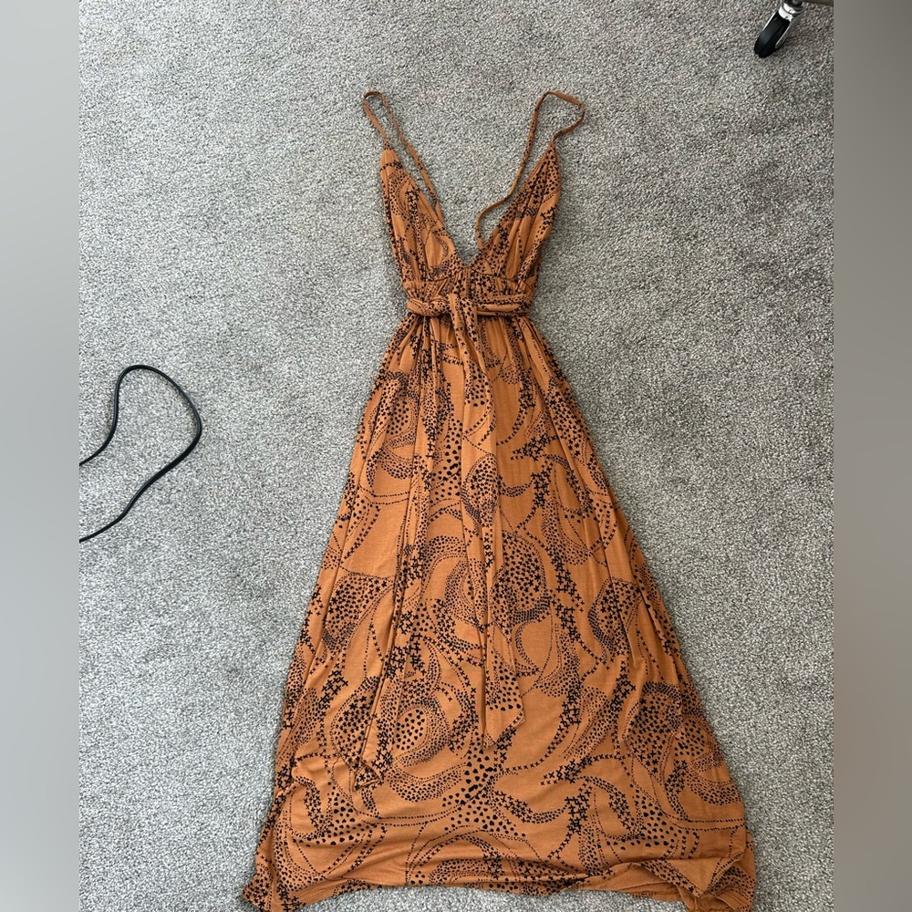 Chic boho Orange Patterned Dress